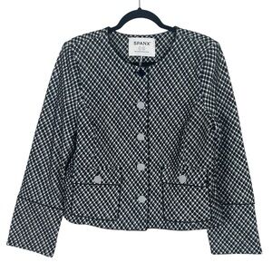 NWT Spanx Ponte Lady Jacket Jaquard Black White Plaid 21039R Size Large